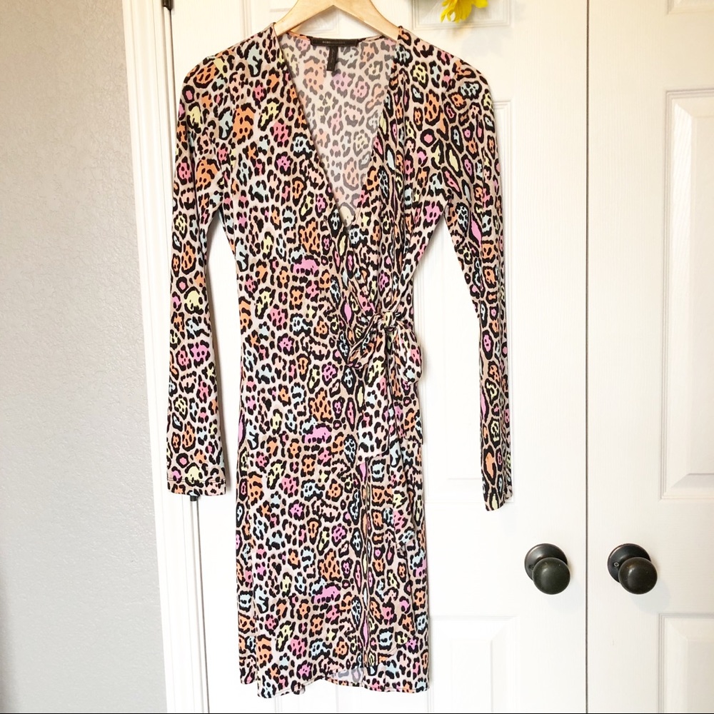 BCBGMAXAZRIA Adele Pastel Rainbow Wrap Dress
